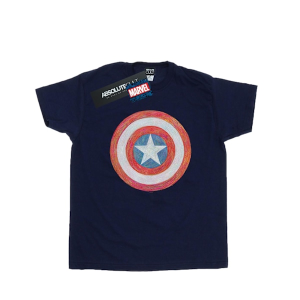 Marvel Boys Captain America Sketched Shield T-Shirt 9-11 år Navy Blue 9-11 Years