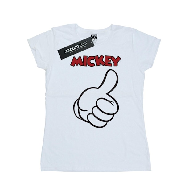 Disney Dam/Kvinnor Mickey Mouse Tummen Upp Bomull T-shirt M Vit White M