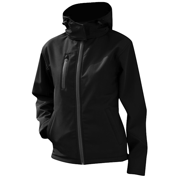 Result Core Dam/Kvinnor Lite Hooded Softshell Jacka M Svart/ Black/Grey M