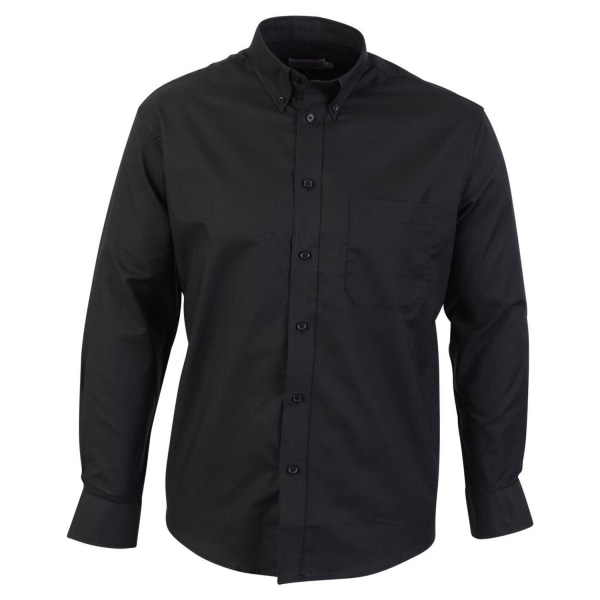 Absolute Apparel Långärmad Oxfordskjorta för män L Svart Black L