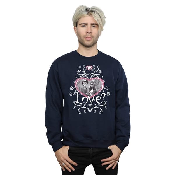 Corpse Bride Herr Love Heart Frame Sweatshirt M Marinblå Navy Blue M