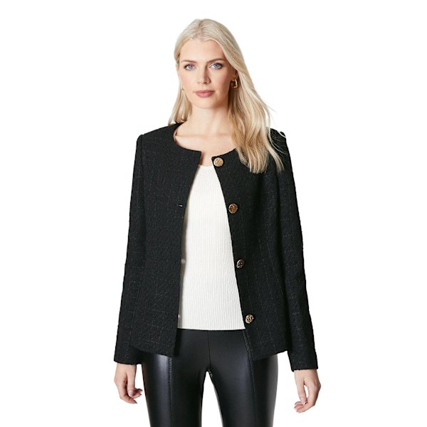 Principles Dam/Kvinna Bouclé Lång Kofta Storlek 10 UK Svart Black 10 UK