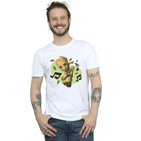 Marvel Herr Guardians Of The Galaxy Groot Musikaliska Noter T-Shirt White 3XL