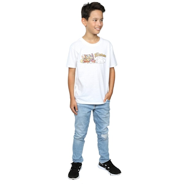 The Flintstones Boys Family Car Distressed T-Shirt 7-8 år Vit White 7-8 Years