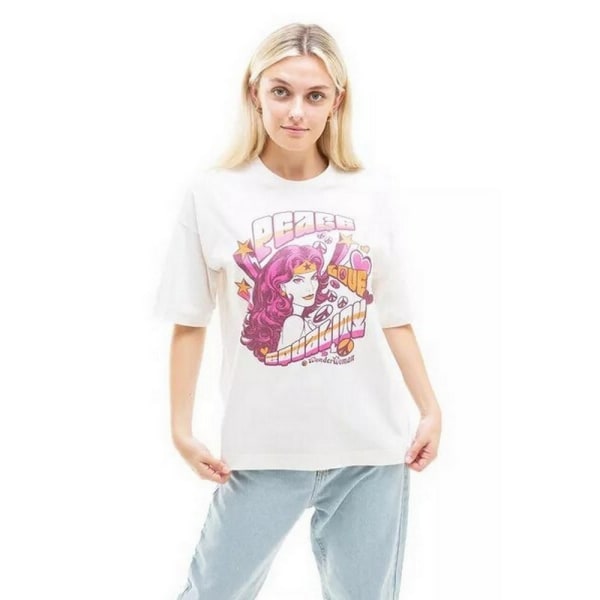 Wonder Woman Womens/Ladies Peace Love Equality T-shirt S Vintag Vintage White S