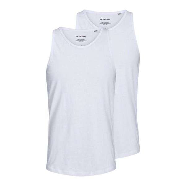 Jack And Jones Tanktopp för män med rund hals (2-pack) L Vit White L