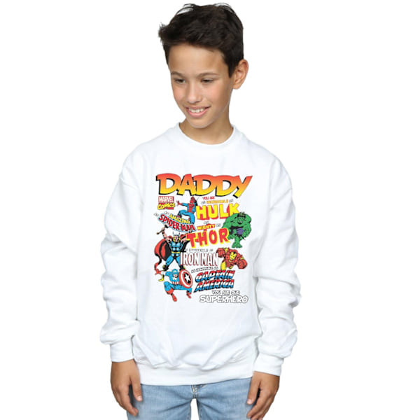 Marvel Boys Our Dad Superhero Sweatshirt 7-8 år Vit White 7-8 Years