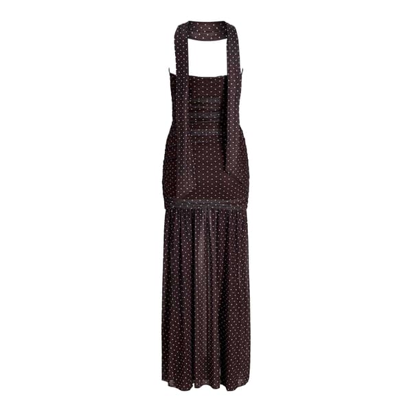 JJXX Dam Prickig Mesh Maxiklänning Set 12 UK Brun Brown 12 UK