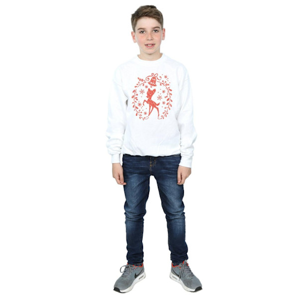 Disney Boys Bambi Julkrans Sweatshirt 7-8 År Vit White 7-8 Years
