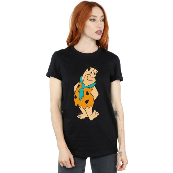 The Flintstones Dam/Kvinnor Fred Flintstone Kick Bomull Pojkvän T-shirt Black 5XL