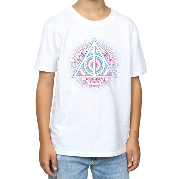 Harry Potter Boys Neon Deathly Hallows T-shirt 9-11 år Vit White 9-11 Years