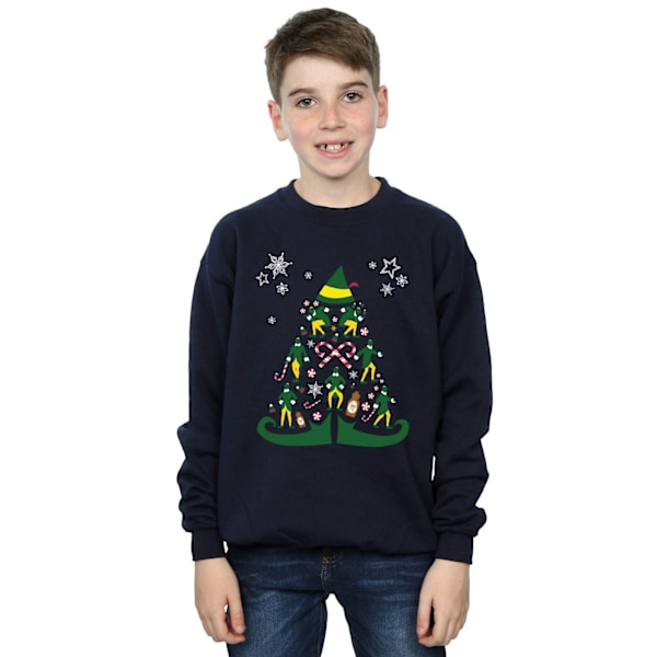 Elf Boys Julgran Sweatshirt 5-6 År Marinblå Navy Blue 5-6 Years