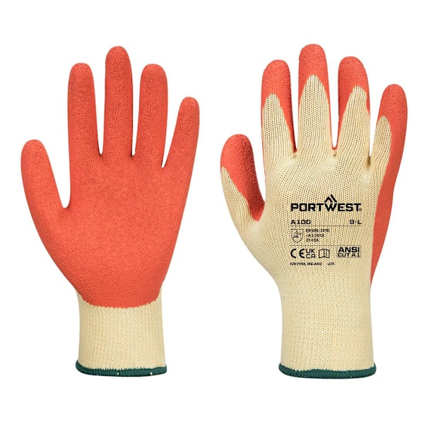 Portwest A100 Latex Grip Handskar XL Orange Orange XL