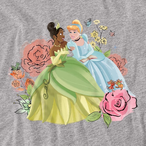 Disney Princess Unisex Vuxen I Trädgården Tiana Och Askungen Sport Heather XL