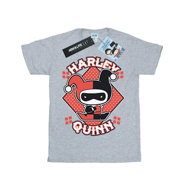 DC Comics Boys Chibi Harley Quinn Badge T-Shirt 12-13 år Spo Sports Grey 12-13 Years