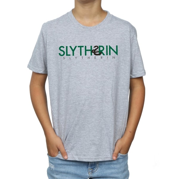 Harry Potter Boys Slytherin Text T-Shirt 9-11 år Sports Grey Sports Grey 9-11 Years