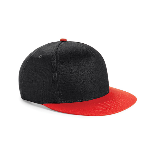 Beechfield Youth Unisex Retro Snapback Cap One Size Svart/ Ljusröd Black/ Bright Red One Size