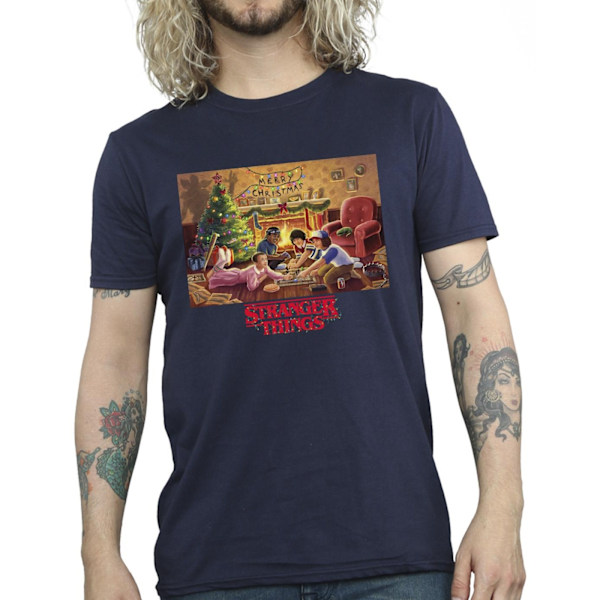 Netflix Stranger Things Jultröja för Herr L Marinblå Navy Blue L