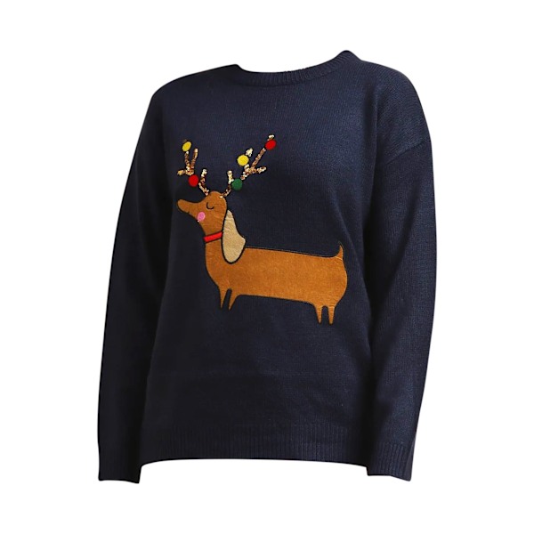 Brave Soul Dam/Kvinnor Tax Dachshund Jultröja XS Marinblå Navy XS