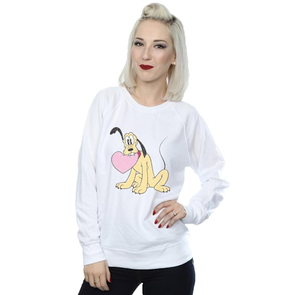 Disney Dam/Kvinnor Pluto Love Heart Sweatshirt L Vit White L