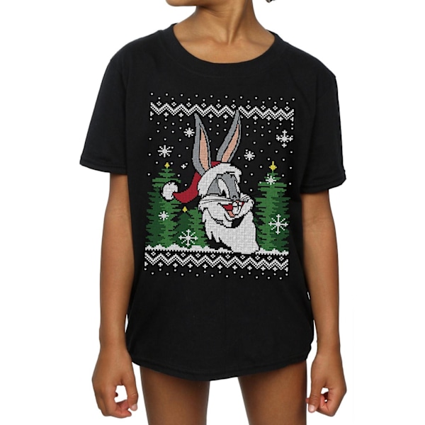 Looney Tunes Girls Bugs Bunny Jul Fair Isle Bomull T-shirt Black 7-8 Years