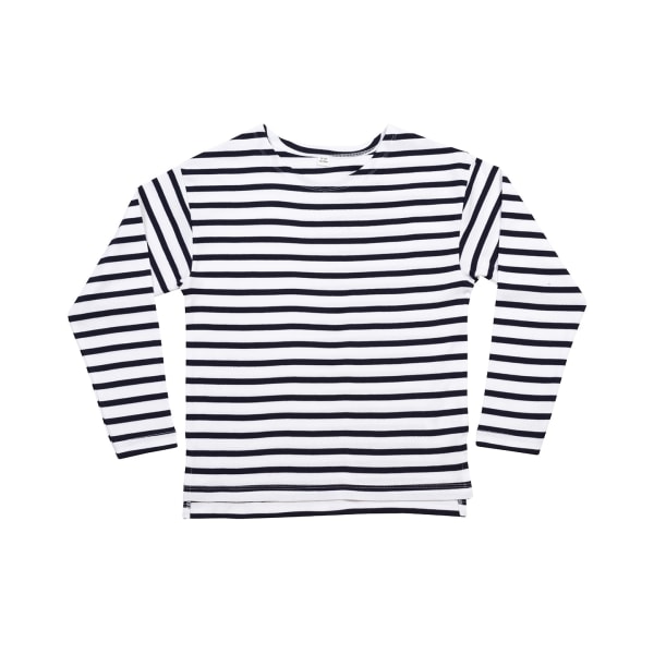 Babybugz barn/barn Breton långärmad T-shirt 4-5 år W White/Navy 4-5 Years