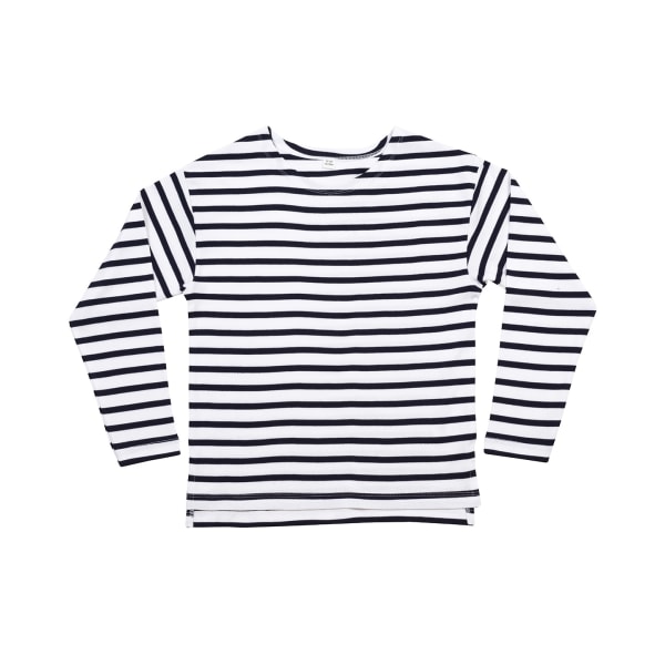 Babybugz barn/barn Breton långärmad T-shirt 6-7 år W White/Navy 6-7 Years