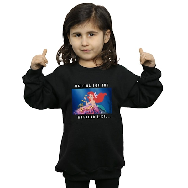 Disney Princess Girls Ariel Väntar På Helgen Sweatshirt Black 9-11 Years