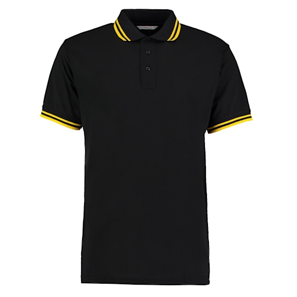 Kustom Kit Herr Tipped Bomull Pique Poloshirt S Svart/Gul Black/Yellow S