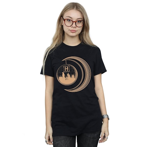 Harry Potter Dam/Kvinnor Hogwarts Moon Bomull Boyfriend T-Shi Black M