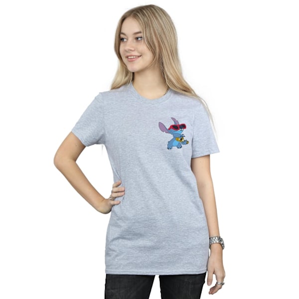 Disney Dam/Kvinnor Lilo Och Stitch Gitarr Bomull Boyfriend T- Sports Grey XXL