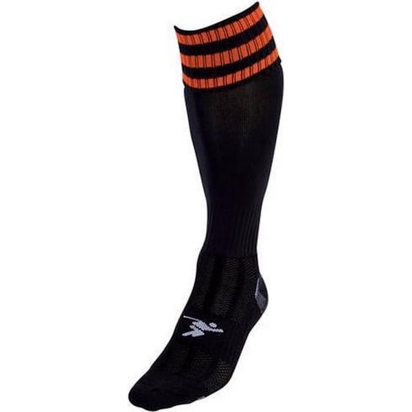 Precision Barn/Barn 3 Ränder Pro Fotbollsstrumpor 12 UK Barn Black/Tangerine 12 UK Child-2 UK