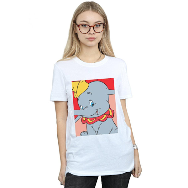 Disney Dam/Kvinnor Dumbo Porträtt Bomull Boyfriend T-shirt XL White XL
