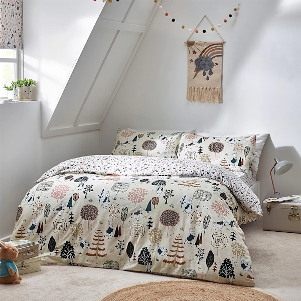 Peter Rabbit Scandi Woods Borstad Bomullsduvet Set Enkelsäng Natural Single