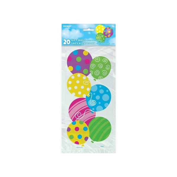 Unique Party Twinkle Balloons Cellophane Party Bags (Pack of 20 Multicoloured One Size