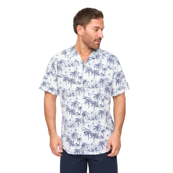 Bewley & Ritch Herr Arecas Palm Print Polyester Kortärmad S White M