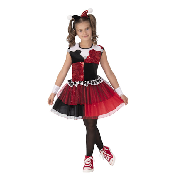 Harley Quinn flickor kostym L röd/svart/vit Red/Black/White L