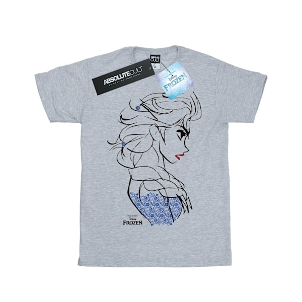 Disney Girls Frozen Elsa Sketch Bomull T-shirt 12-13 År Sportgrå Sports Grey 12-13 Years