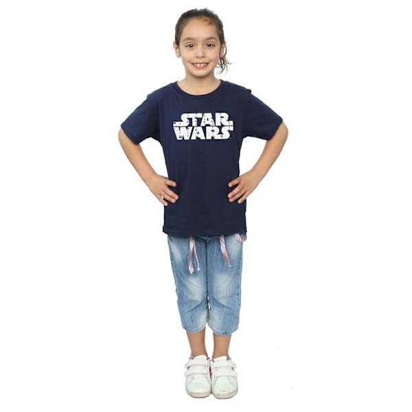 Star Wars flickor jul logotyp bomull T-shirt 12-13 år marinblå Navy Blue 12-13 Years