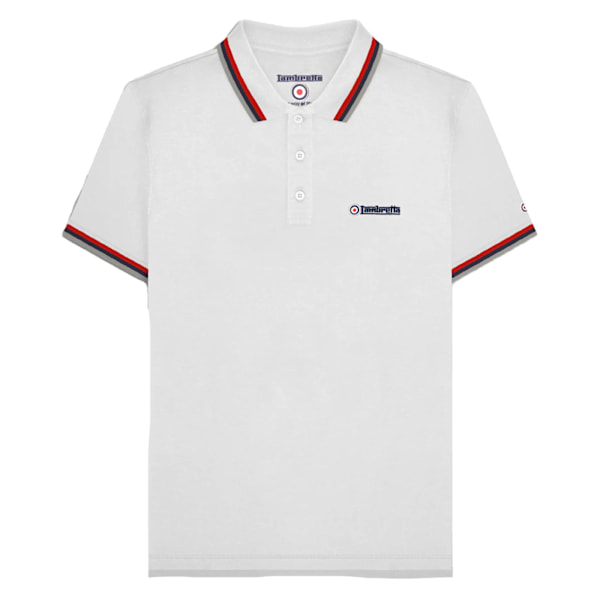 Lambretta Herr SS25 Trippelrandig Pikétröja 3XL Vit/Röd White/Red 3XL