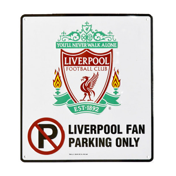 Liverpool FC Officiell Fan Parkering Endast Rumsskylt En Storlek Vit White One Size