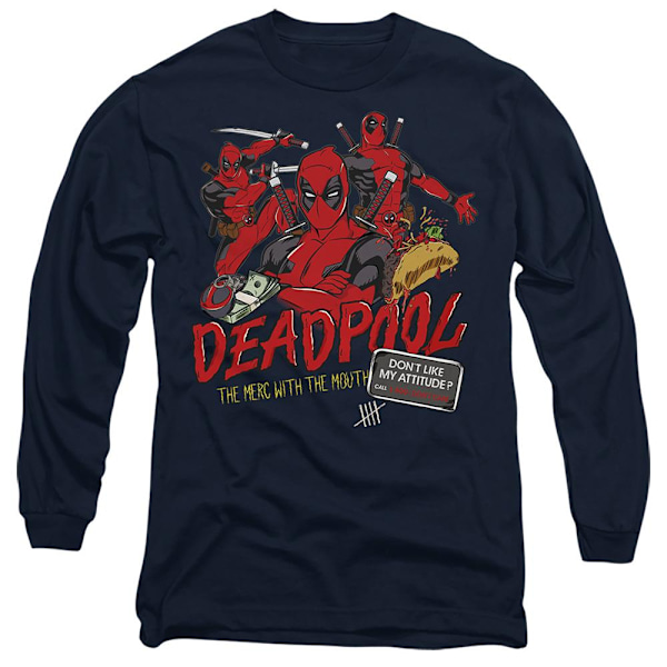 Deadpool Unisex Vuxen Attityd T-Shirt M Djup Marinblå Deep Navy M