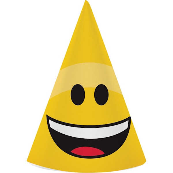 Emoji Papperskon Partyhatt (8-pack) En Storlek Gul Yellow One Size