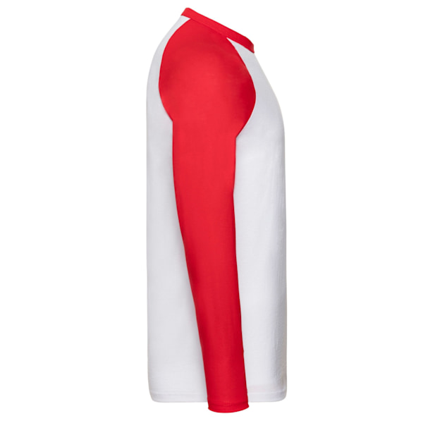 Fruit of the Loom herr långärmad baseball-t-shirt i kontrastfärg M White/Red M