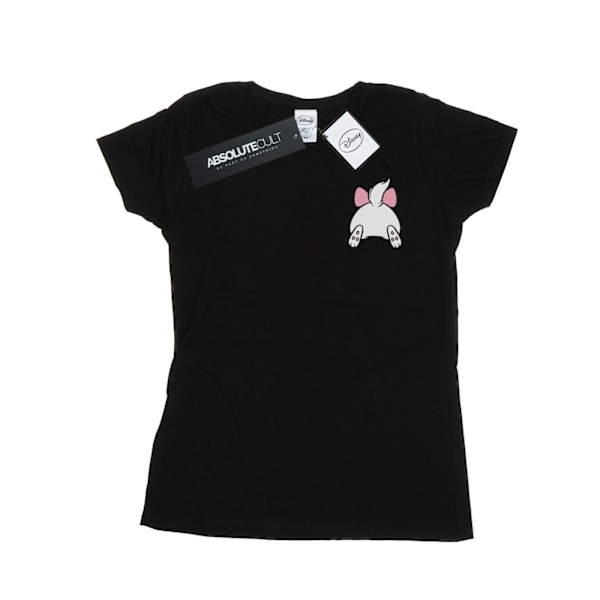 Disney Dam/Kvinnor Aristocats Marie Baksida Brösttryck Bomull T-shirt Black L