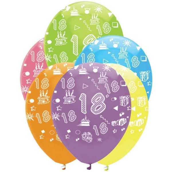 Kreativa latexballonger för 18-årsfest (6-pack) En storlek Flerfärgad Multicoloured One Size