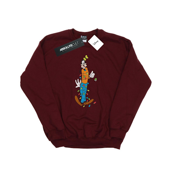 Disney Dam/Kvinnor Goofy Julbelysning Sweatshirt M Bourgogne Burgundy M