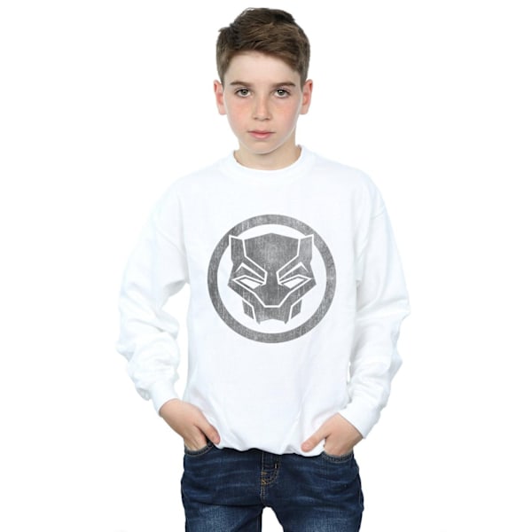 Marvel Boys Black Panther Distressed Icon Sweatshirt 12-13 år White 12-13 Years