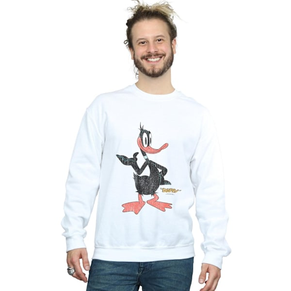 Looney Tunes Herr Daffy Duck Distressed Sweatshirt 4XL Vit White 4XL