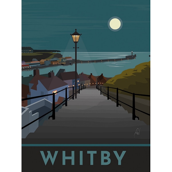 Georgina Westley Whitby inramad duktryck 40 cm x 30 cm blå/grön Blue/Green 40cm x 30cm